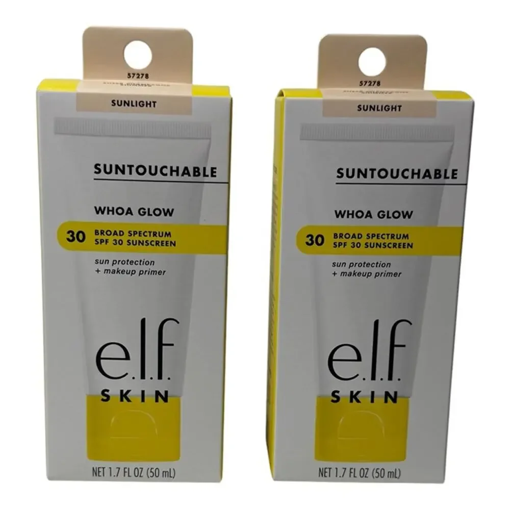 2 Pack e.l.f. SKIN Suntouchable Whoa Glow SPF 30 Sunscreen Primer